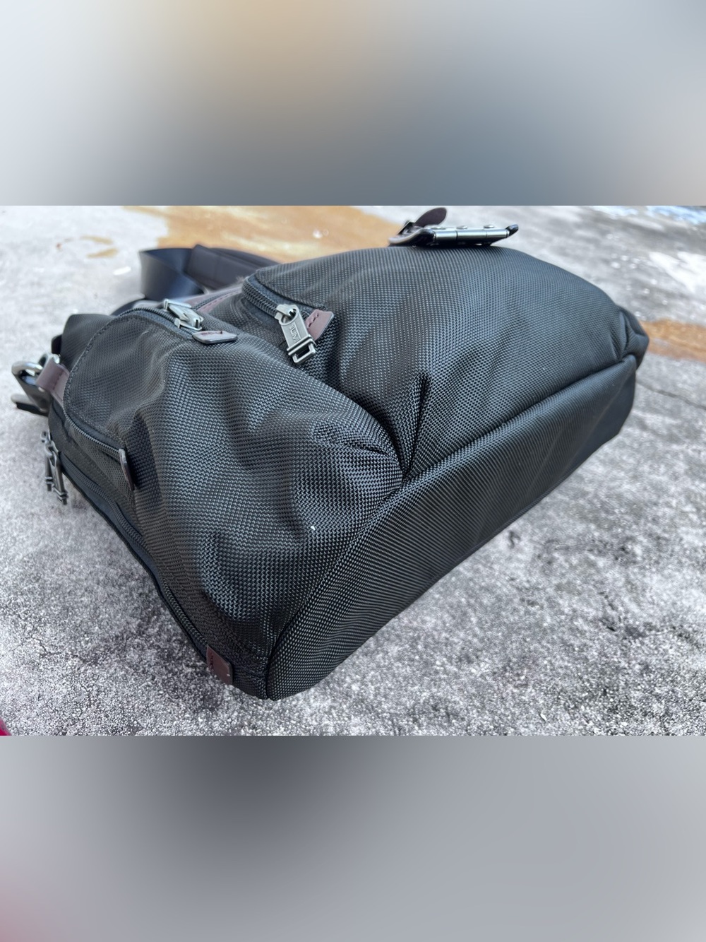 TUMI Black/Brown Nylon and Leather Alpha Bravo Brooks Slim Briefcase - Picture 3 of 16